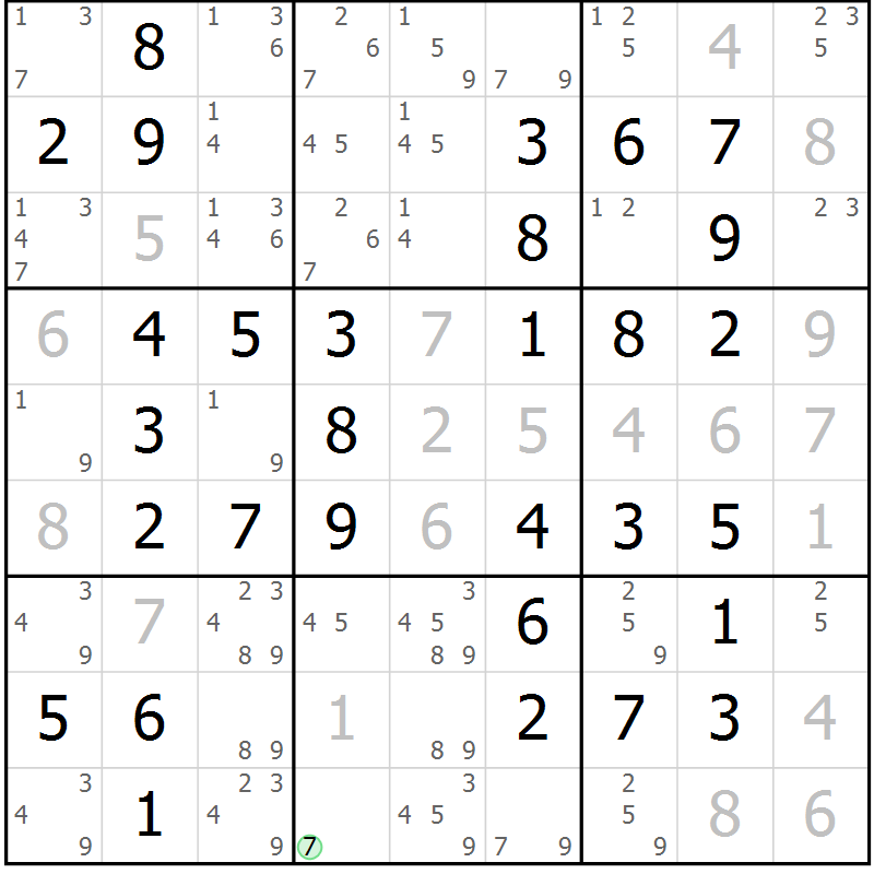 Position des candidats pour la solution de la Gr 51 page 53 du magazine de sudoku Success n° 007