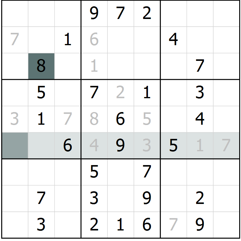 Position des candidats pour la solution de la Gr 52 page 54 du magazine de sudoku Success n° 007