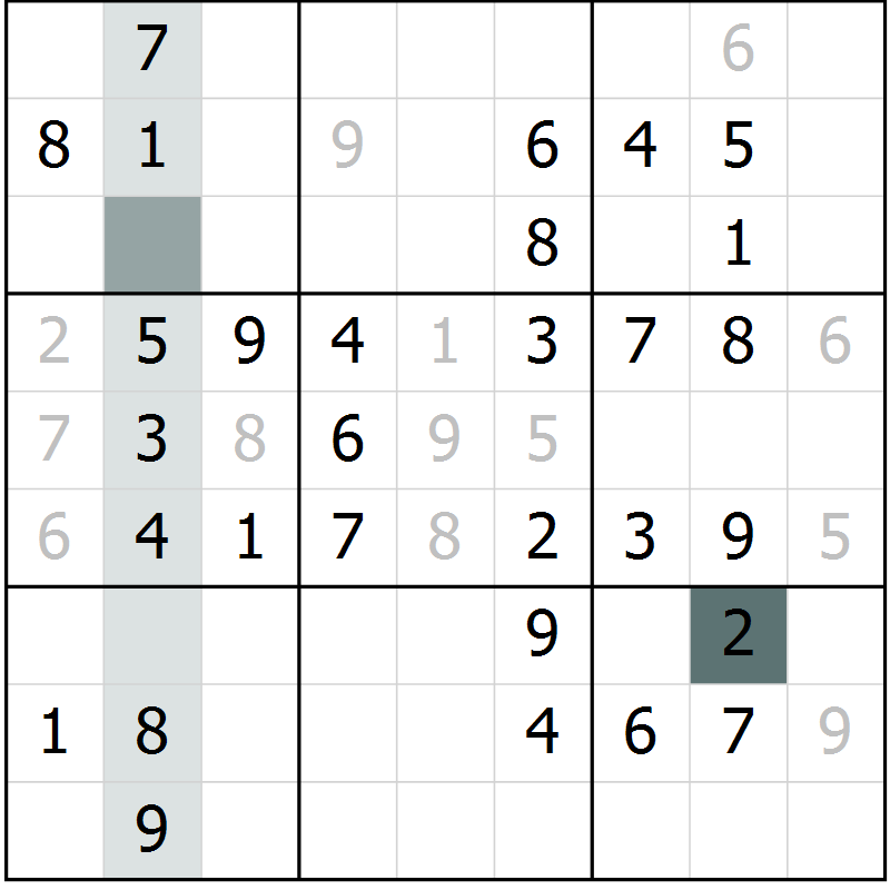 Position des candidats pour la solution de la Gr 54 page 56 du magazine de sudoku Success n° 007