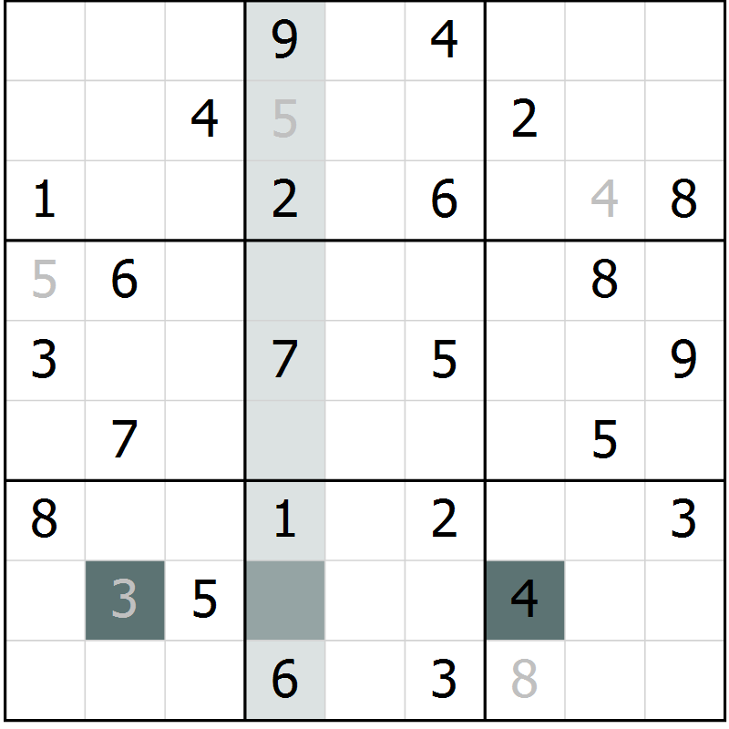 Position des candidats pour la solution de la Gr 57 page 59 du magazine de sudoku Success n° 007