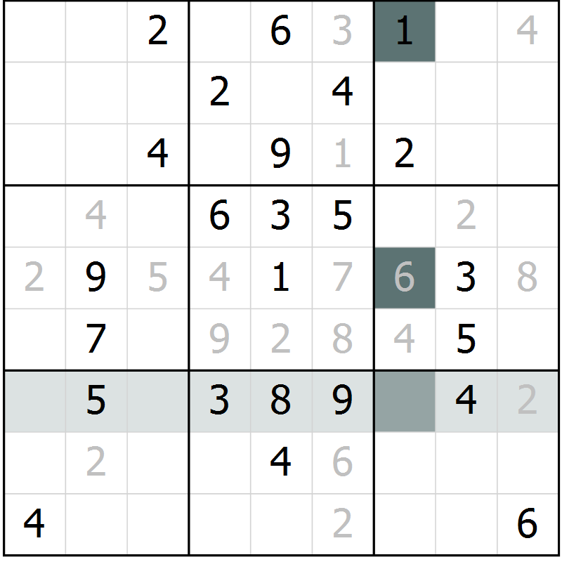 Position des candidats pour la solution de la Gr 58 page 60 du magazine de sudoku Success n° 007