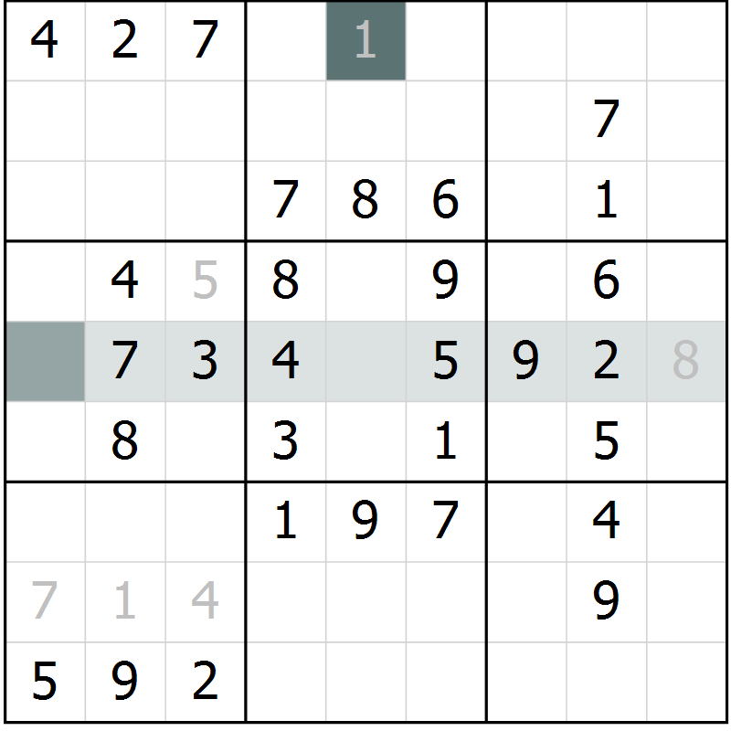 Position des candidats pour la solution de la Gr 59 page 61 du magazine de sudoku Success n° 007