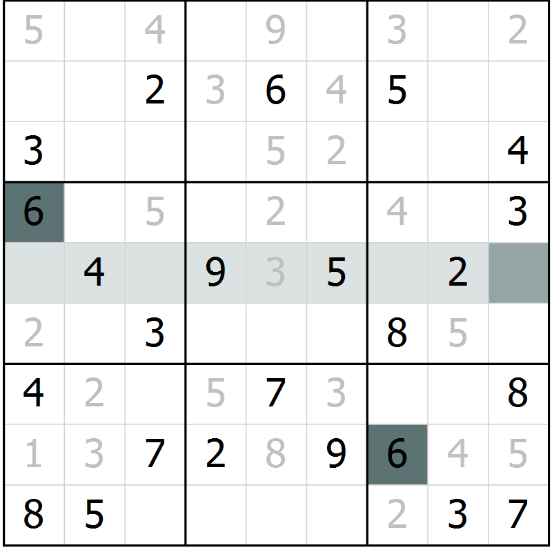 Position des candidats pour la solution de la Gr 6 page 8 du magazine de sudoku Success n° 007