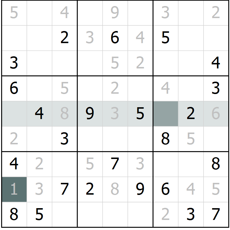 Position des candidats pour la solution de la Gr 6 page 8 du magazine de sudoku Success n° 007