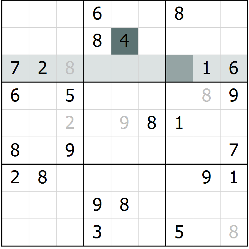 Position des candidats pour la solution de la Gr 60 page 62 du magazine de sudoku Success n° 007