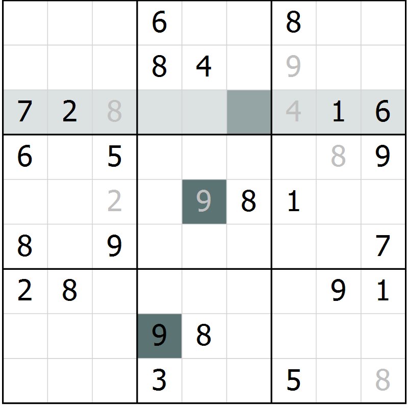 Position des candidats pour la solution de la Gr 60 page 62 du magazine de sudoku Success n° 007