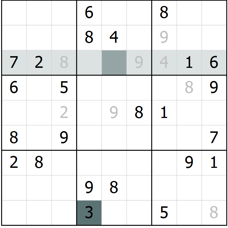 Position des candidats pour la solution de la Gr 60 page 62 du magazine de sudoku Success n° 007