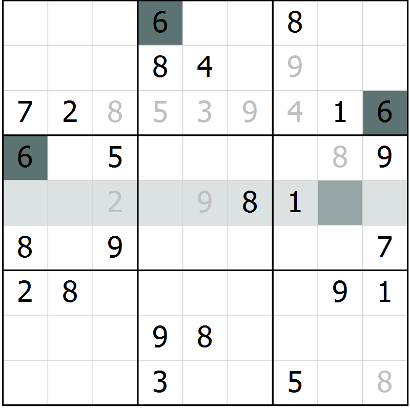 Position des candidats pour la solution de la Gr 60 page 62 du magazine de sudoku Success n° 007