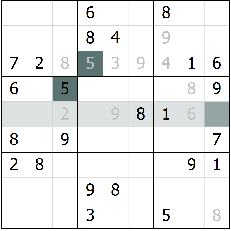 Position des candidats pour la solution de la Gr 60 page 62 du magazine de sudoku Success n° 007