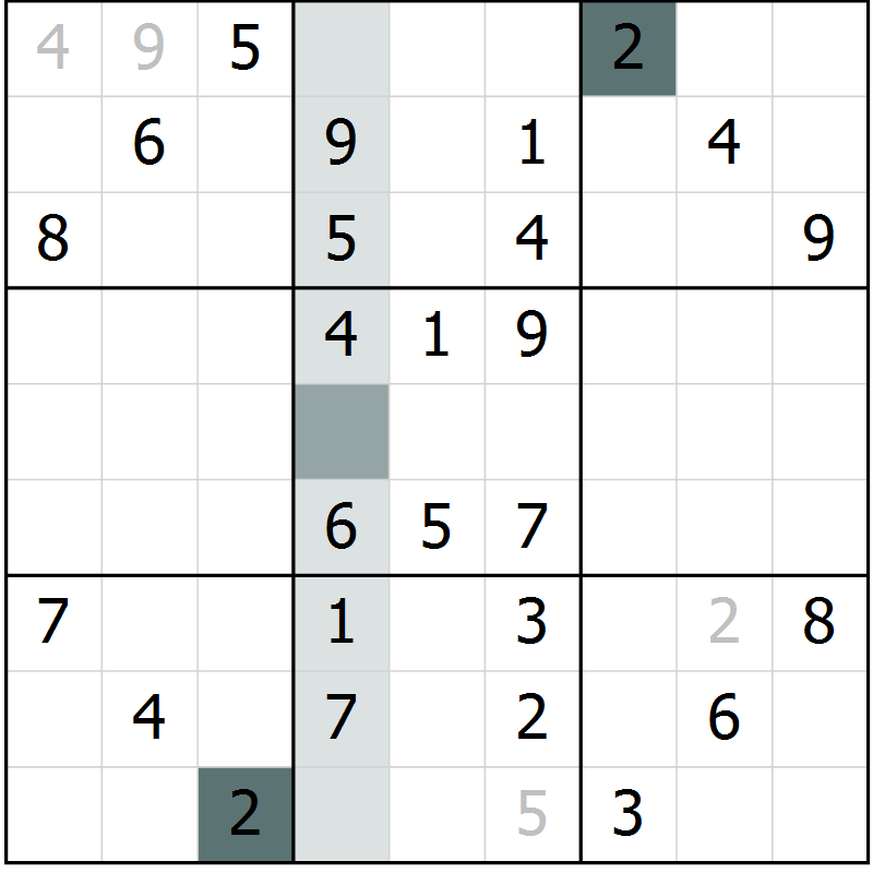 Position des candidats pour la solution de la Gr 61 page 63 du magazine de sudoku Success n° 007