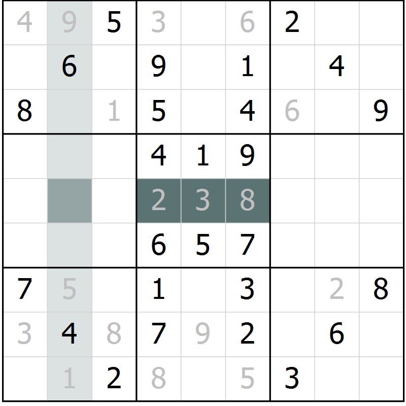 Position des candidats pour la solution de la Gr 61 page 63 du magazine de sudoku Success n° 007
