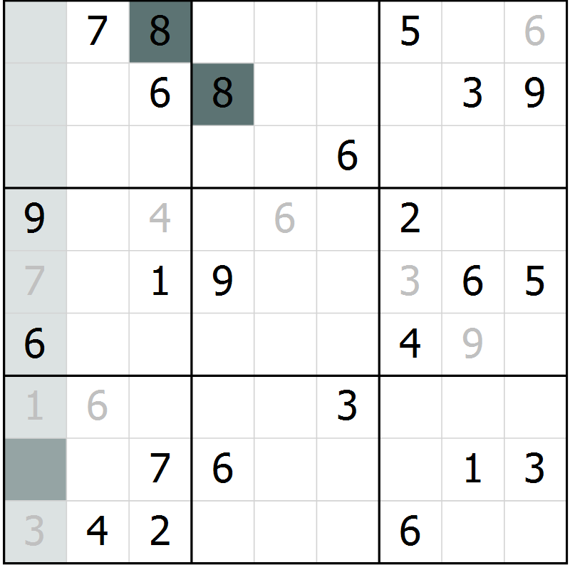 Position des candidats pour la solution de la Gr 62 page 64 du magazine de sudoku Success n° 007