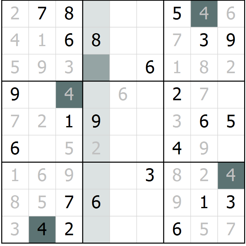 Position des candidats pour la solution de la Gr 62 page 64 du magazine de sudoku Success n° 007