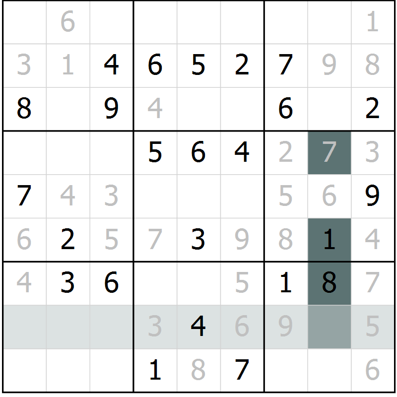 Position des candidats pour la solution de la Gr 63 page 65 du magazine de sudoku Success n° 007