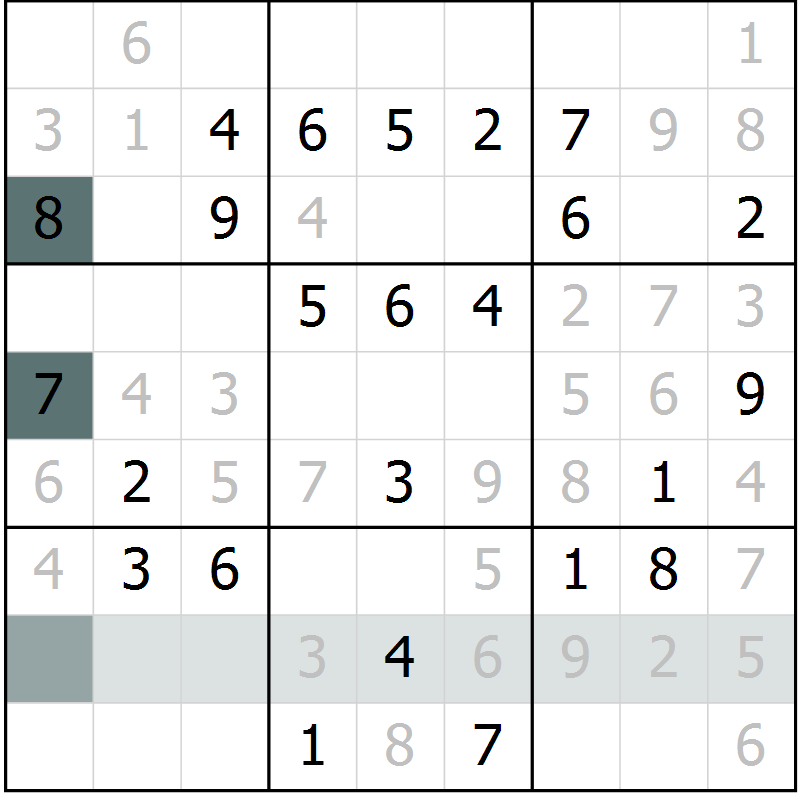 Position des candidats pour la solution de la Gr 63 page 65 du magazine de sudoku Success n° 007