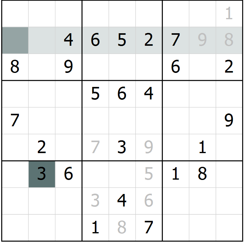 Position des candidats pour la solution de la Gr 63 page 65 du magazine de sudoku Success n° 007