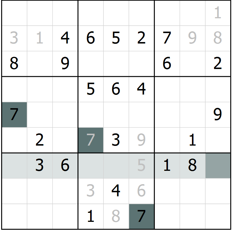 Position des candidats pour la solution de la Gr 63 page 65 du magazine de sudoku Success n° 007