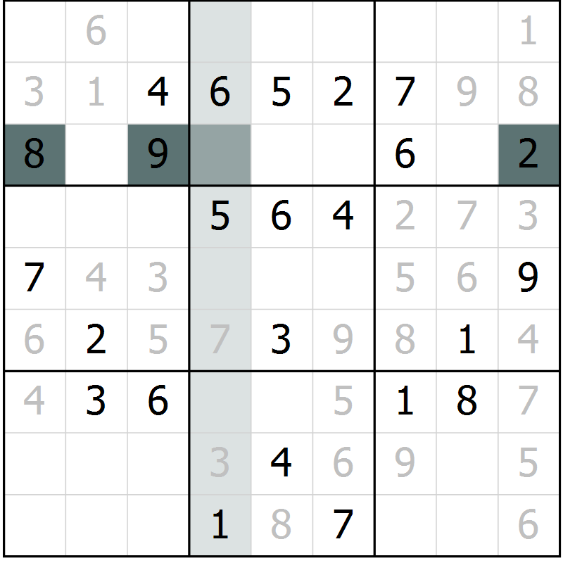 Position des candidats pour la solution de la Gr 63 page 65 du magazine de sudoku Success n° 007