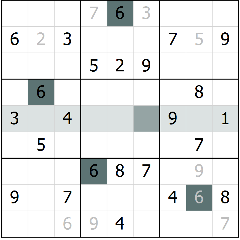 Position des candidats pour la solution de la Gr 64 page 66 du magazine de sudoku Success n° 007