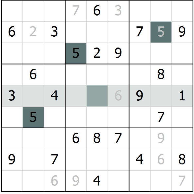 Position des candidats pour la solution de la Gr 64 page 66 du magazine de sudoku Success n° 007