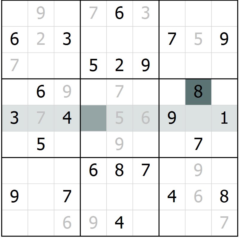 Position des candidats pour la solution de la Gr 64 page 66 du magazine de sudoku Success n° 007