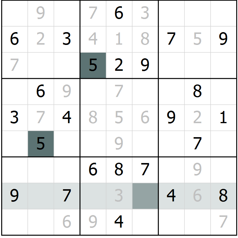 Position des candidats pour la solution de la Gr 64 page 66 du magazine de sudoku Success n° 007