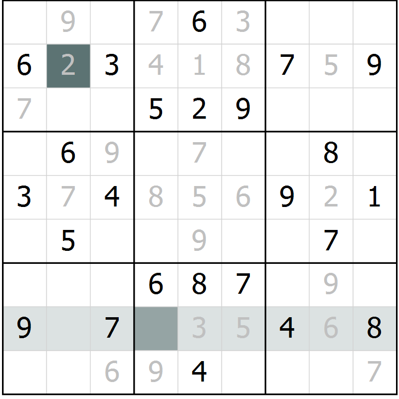 Position des candidats pour la solution de la Gr 64 page 66 du magazine de sudoku Success n° 007