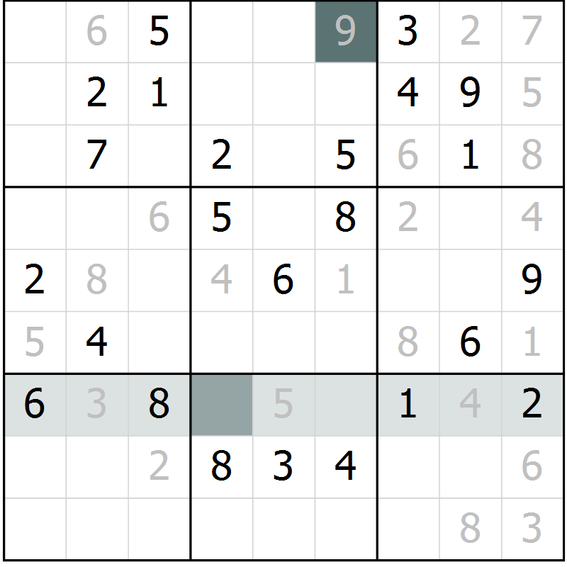 Position des candidats pour la solution de la Gr 65 page 67 du magazine de sudoku Success n° 007