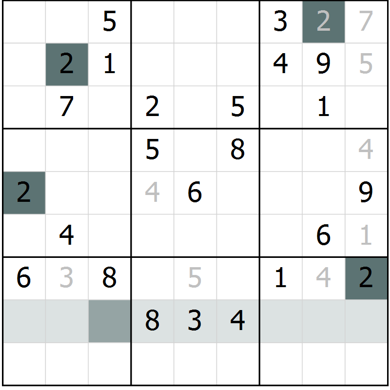Position des candidats pour la solution de la Gr 65 page 67 du magazine de sudoku Success n° 007