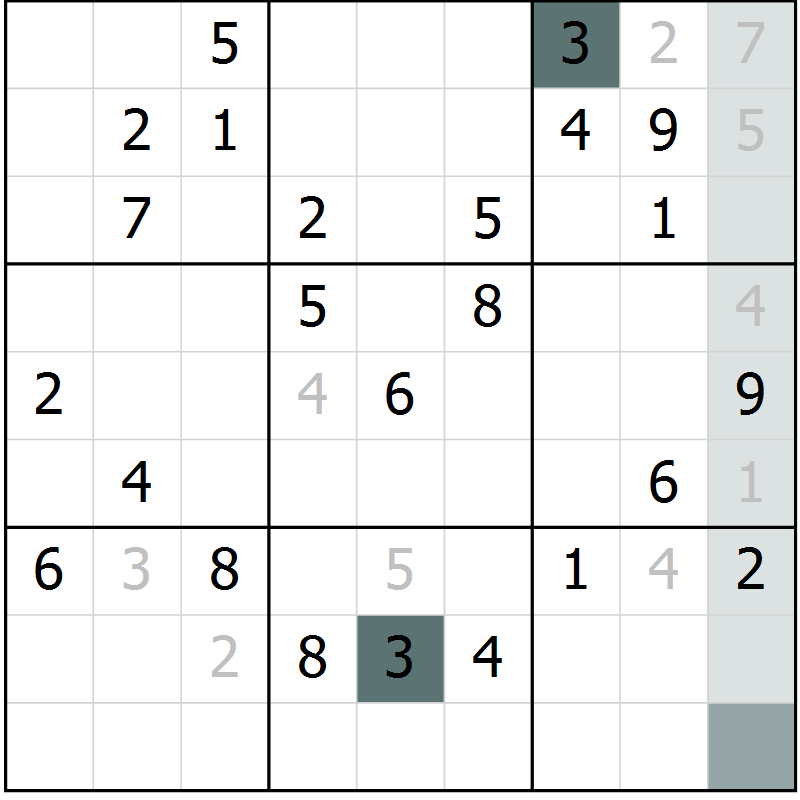 Position des candidats pour la solution de la Gr 65 page 67 du magazine de sudoku Success n° 007