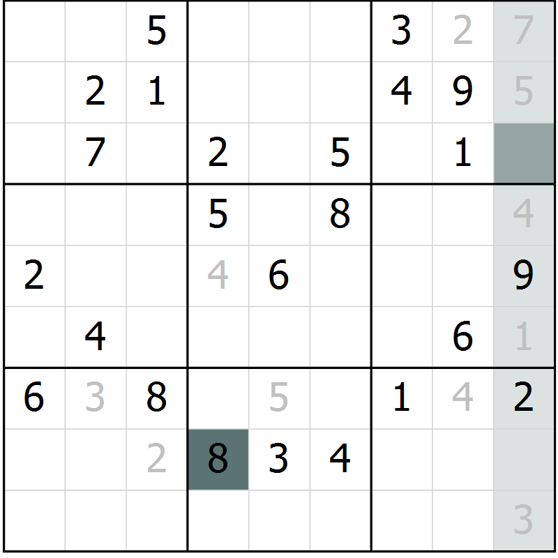Position des candidats pour la solution de la Gr 65 page 67 du magazine de sudoku Success n° 007