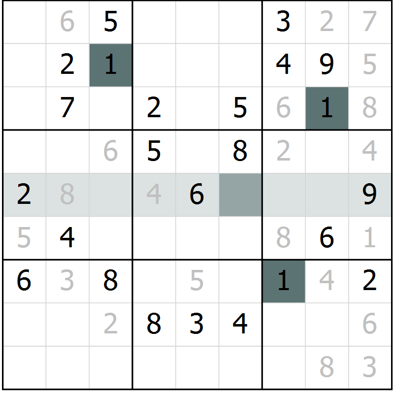 Position des candidats pour la solution de la Gr 65 page 67 du magazine de sudoku Success n° 007
