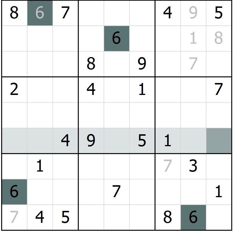 Position des candidats pour la solution de la Gr 66 page 68 du magazine de sudoku Success n° 007
