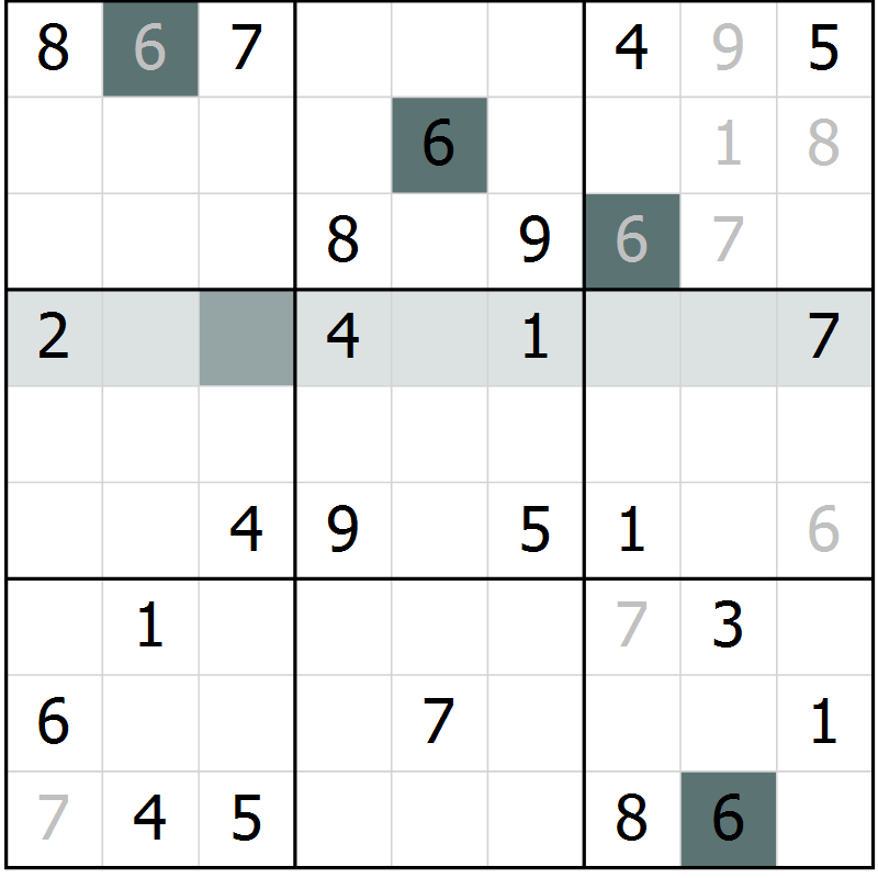 Position des candidats pour la solution de la Gr 66 page 68 du magazine de sudoku Success n° 007
