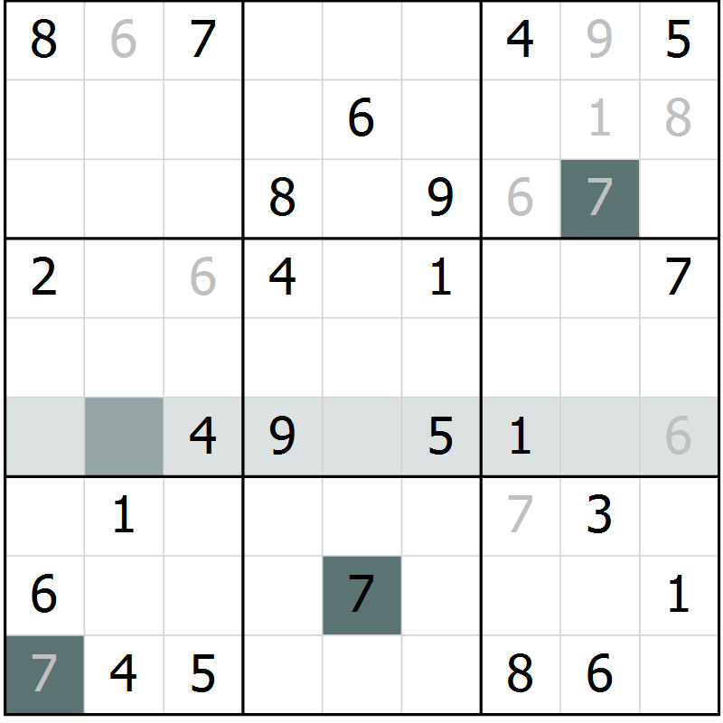 Position des candidats pour la solution de la Gr 66 page 68 du magazine de sudoku Success n° 007