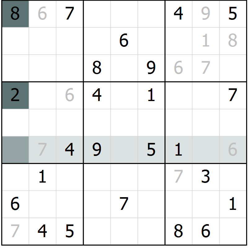 Position des candidats pour la solution de la Gr 66 page 68 du magazine de sudoku Success n° 007