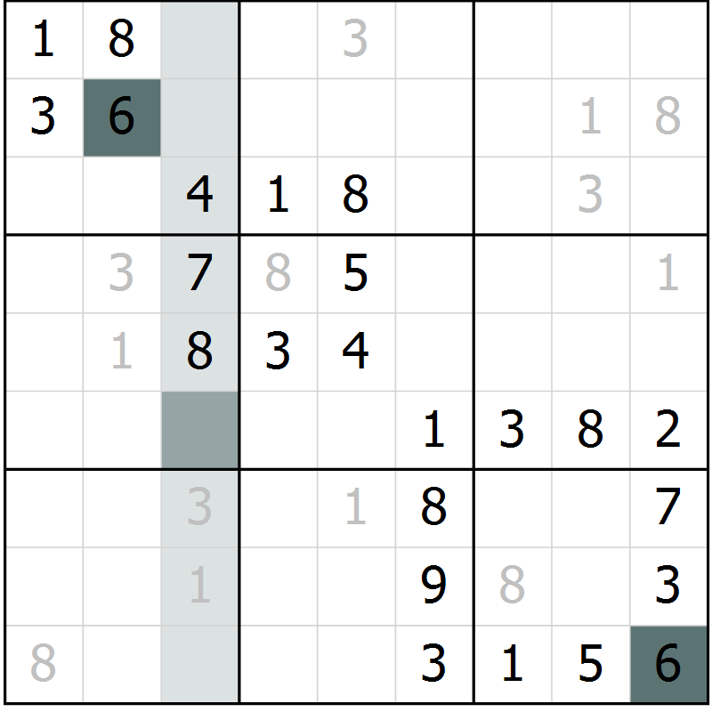 Position des candidats pour la solution de la Gr 67 page 69 du magazine de sudoku Success n° 007