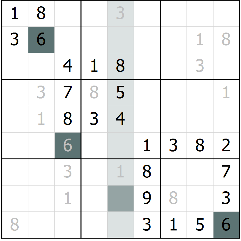 Position des candidats pour la solution de la Gr 67 page 69 du magazine de sudoku Success n° 007