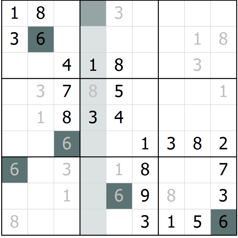 Position des candidats pour la solution de la Gr 67 page 69 du magazine de sudoku Success n° 007