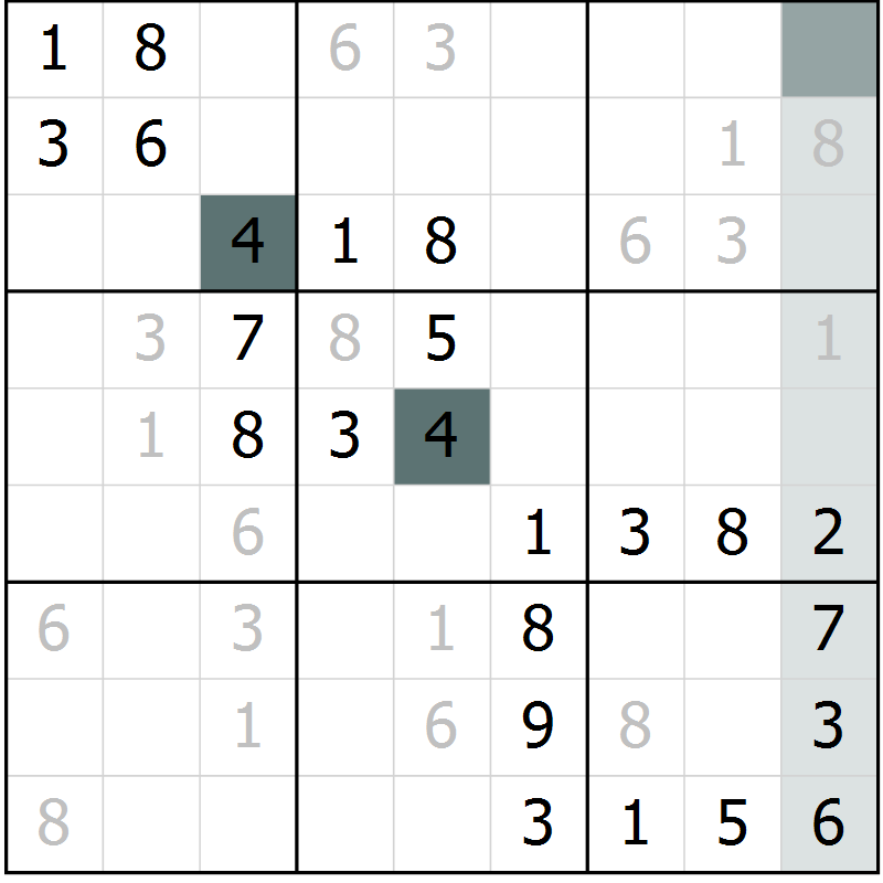Position des candidats pour la solution de la Gr 67 page 69 du magazine de sudoku Success n° 007