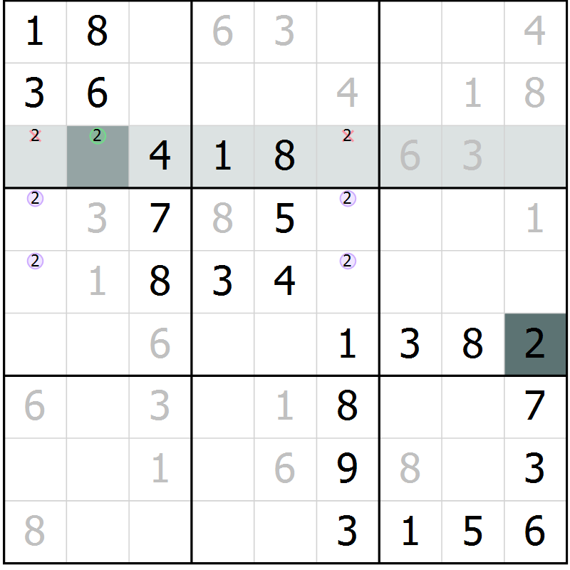 Position des candidats pour la solution de la Gr 67 page 69 du magazine de sudoku Success n° 007