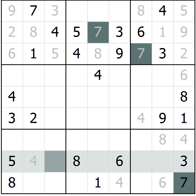 Position des candidats pour la solution de la Gr 68 page 70 du magazine de sudoku Success n° 007