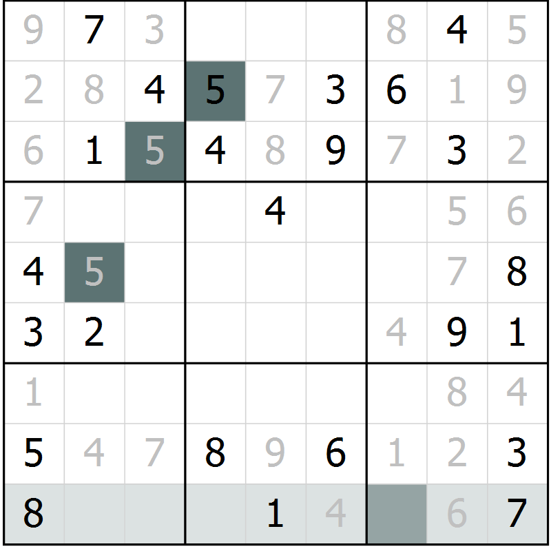 Position des candidats pour la solution de la Gr 68 page 70 du magazine de sudoku Success n° 007