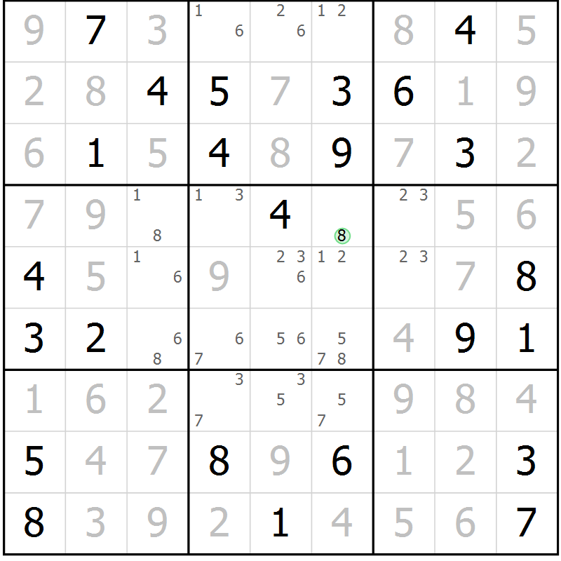 Position des candidats pour la solution de la Gr 68 page 70 du magazine de sudoku Success n° 007