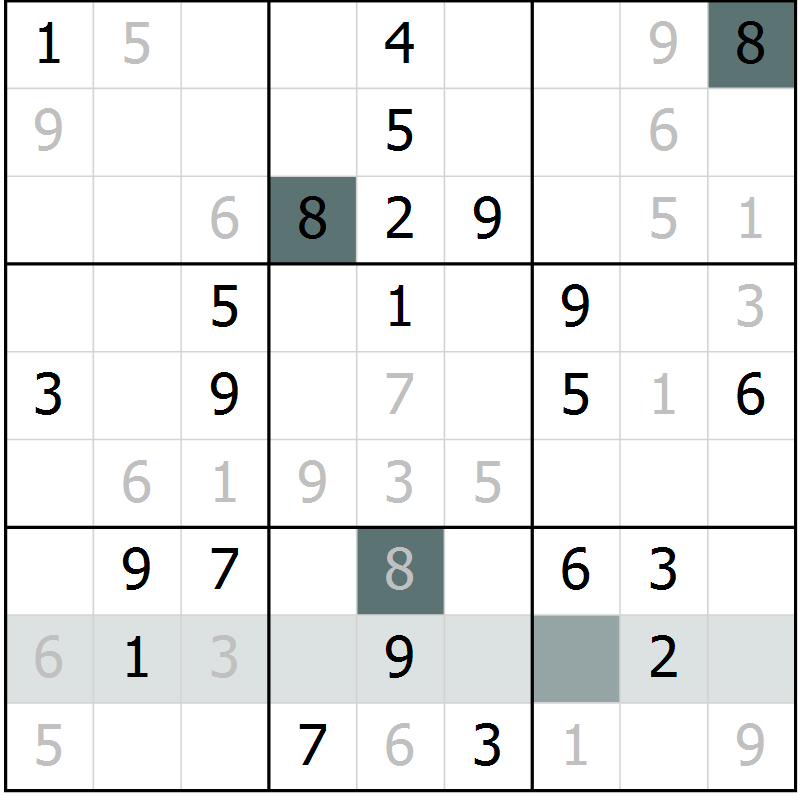 Position des candidats pour la solution de la Gr 69 page 71 du magazine de sudoku Success n° 007
