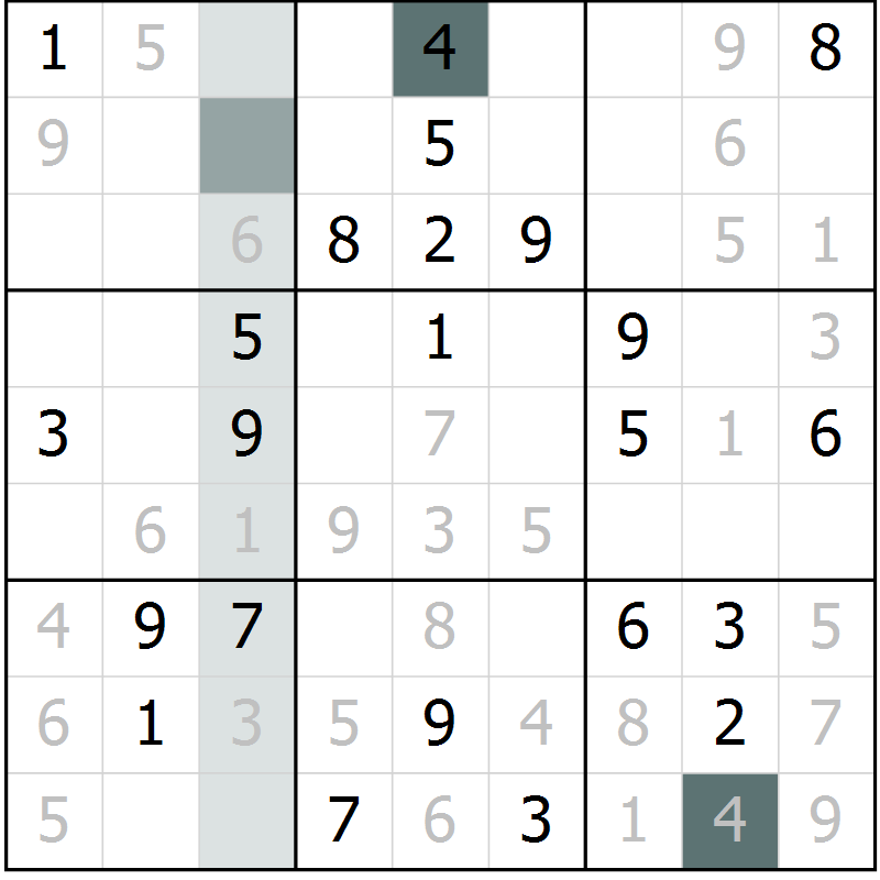 Position des candidats pour la solution de la Gr 69 page 71 du magazine de sudoku Success n° 007