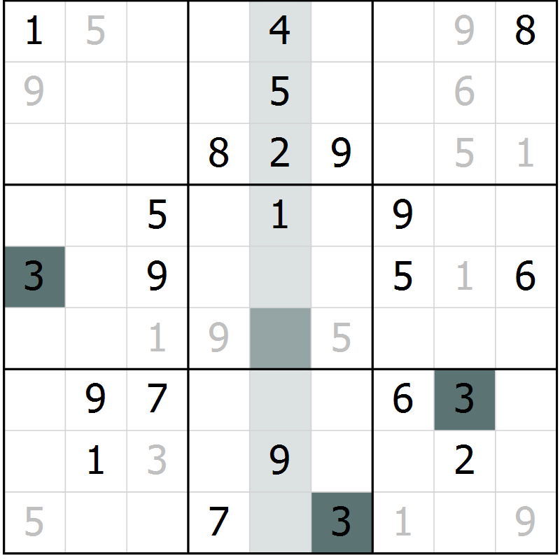Position des candidats pour la solution de la Gr 69 page 71 du magazine de sudoku Success n° 007