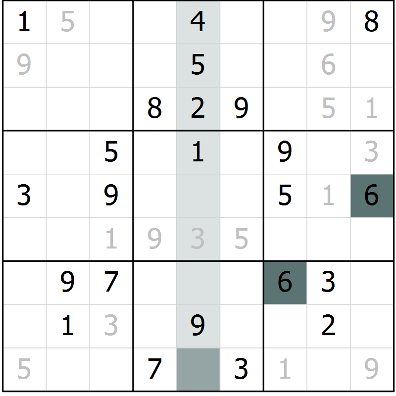 Position des candidats pour la solution de la Gr 69 page 71 du magazine de sudoku Success n° 007