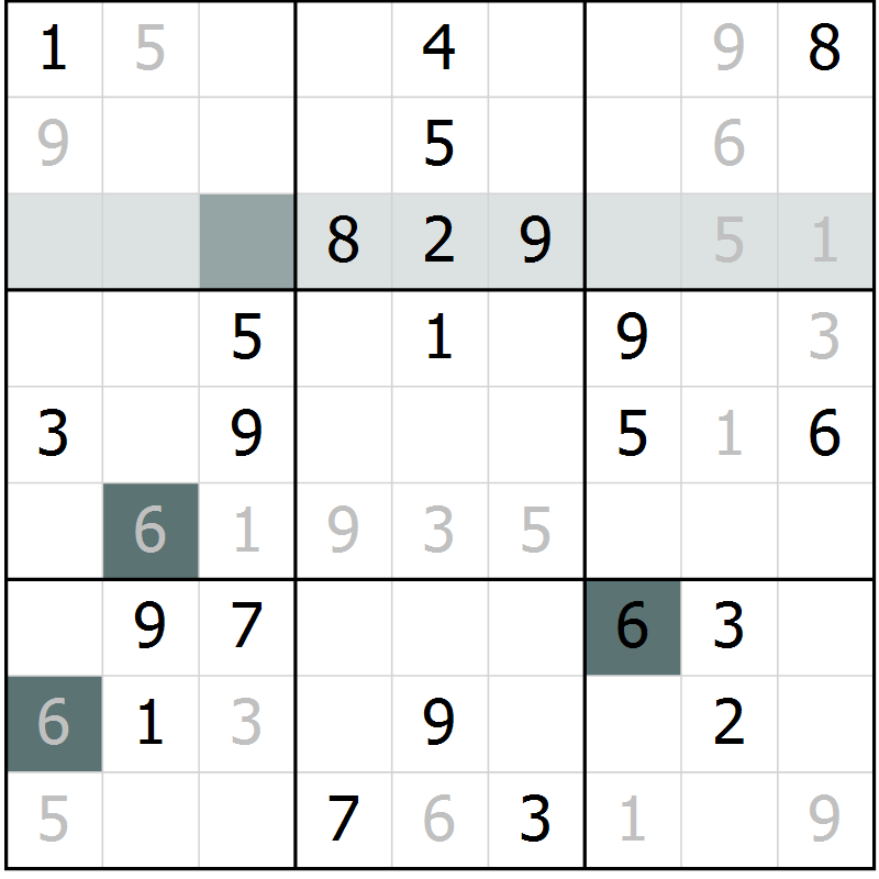 Position des candidats pour la solution de la Gr 69 page 71 du magazine de sudoku Success n° 007