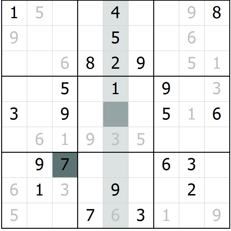 Position des candidats pour la solution de la Gr 69 page 71 du magazine de sudoku Success n° 007